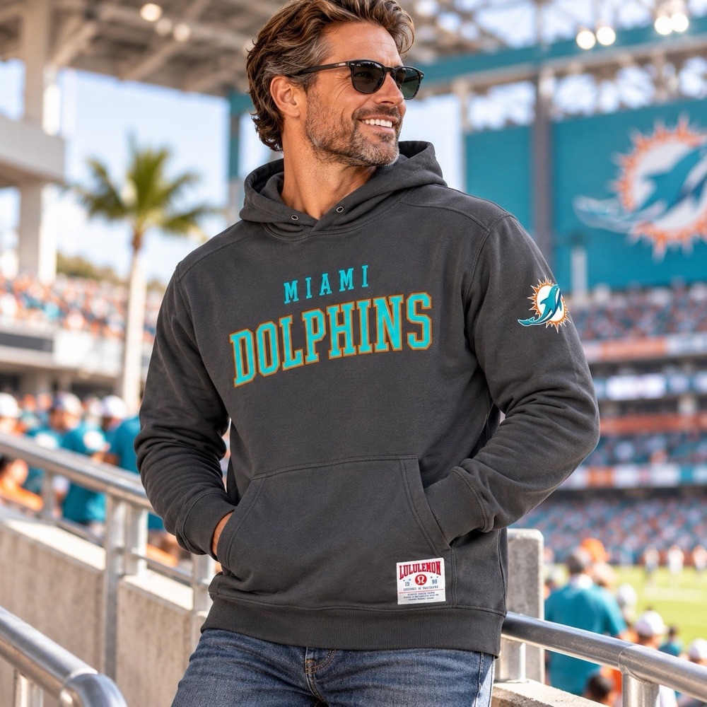 Lululemon Miami Dolphins Steady State Hoodie Mens XXL Black NFL NWT